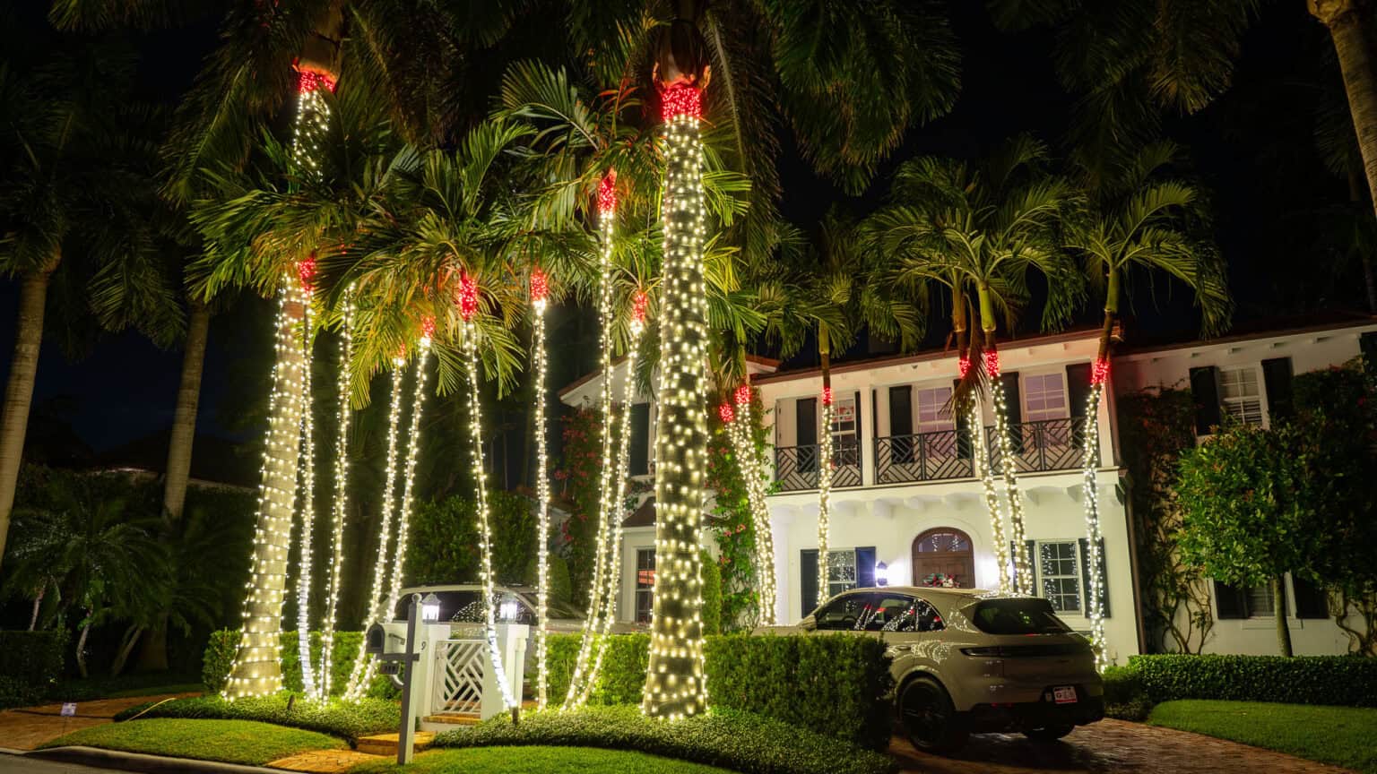 Professional luxury holiday lighting installation Palm Beach Island