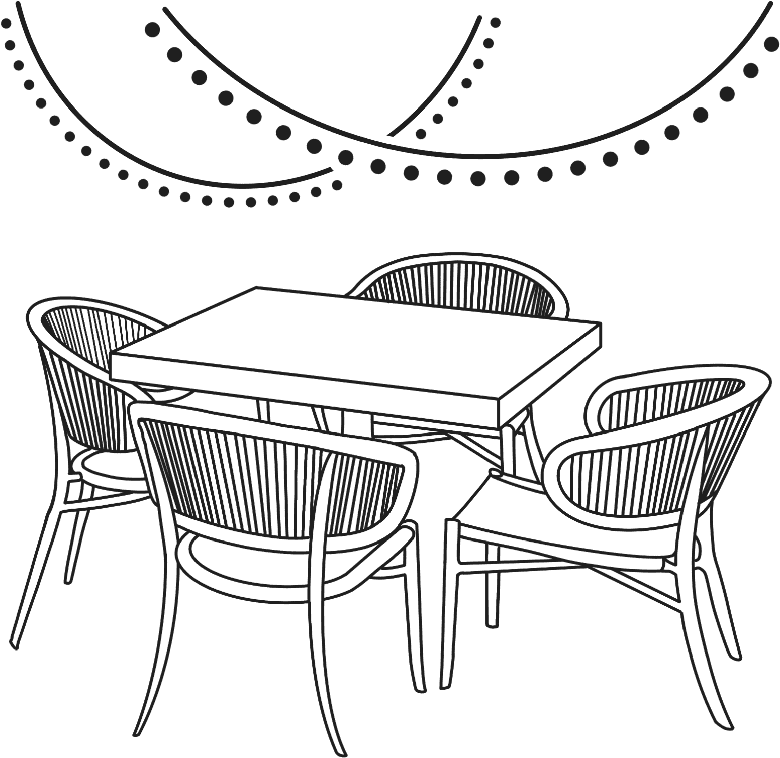 Restaurant lighting illustration - Outdoor seating (Transparent)